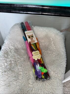 Amazon Bright Rainbow Cat Wand Toy Set with Pink and Green Accents